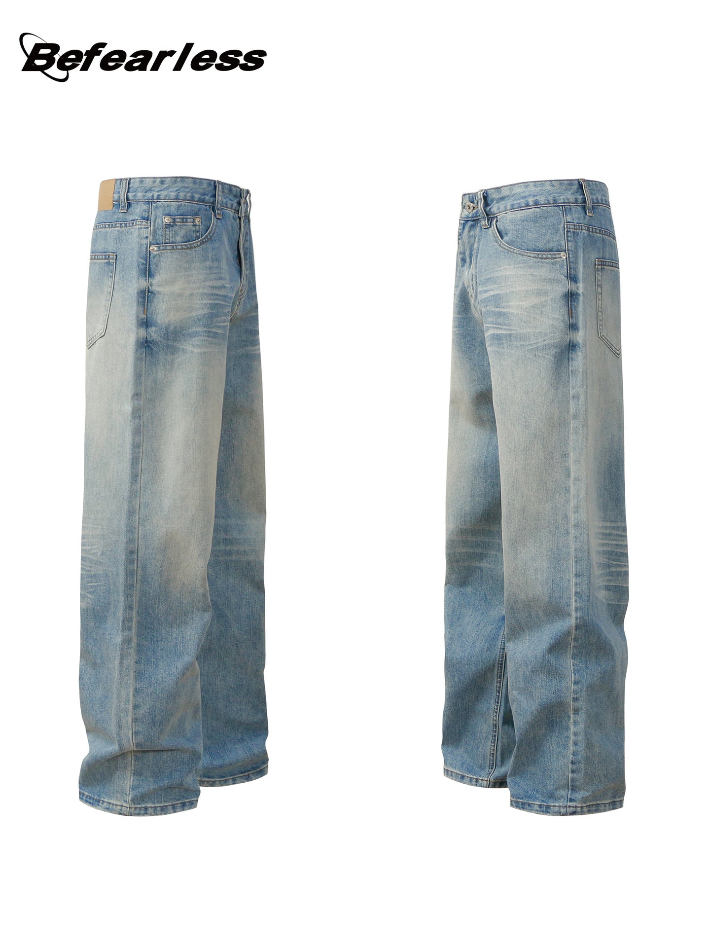 Washed Whisker Wide Leg Jeans WN26381