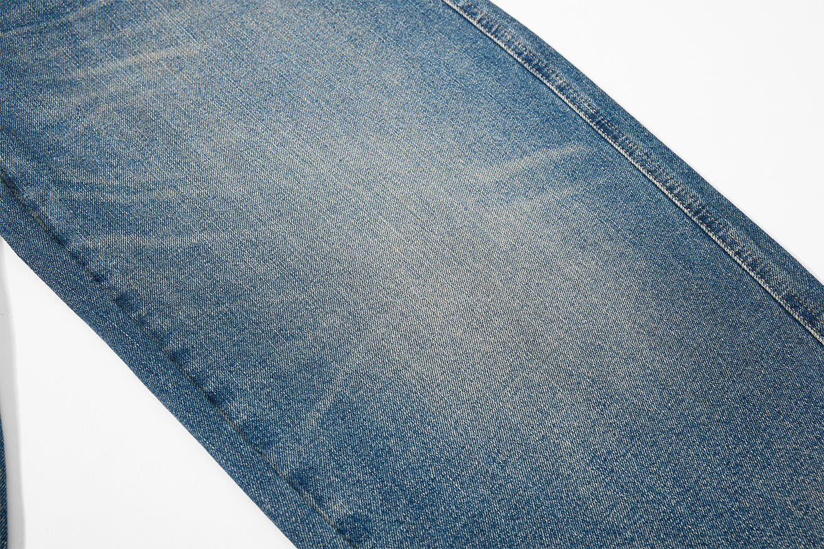 Embroidery Curved Wide Leg Denim Jeans WN25554