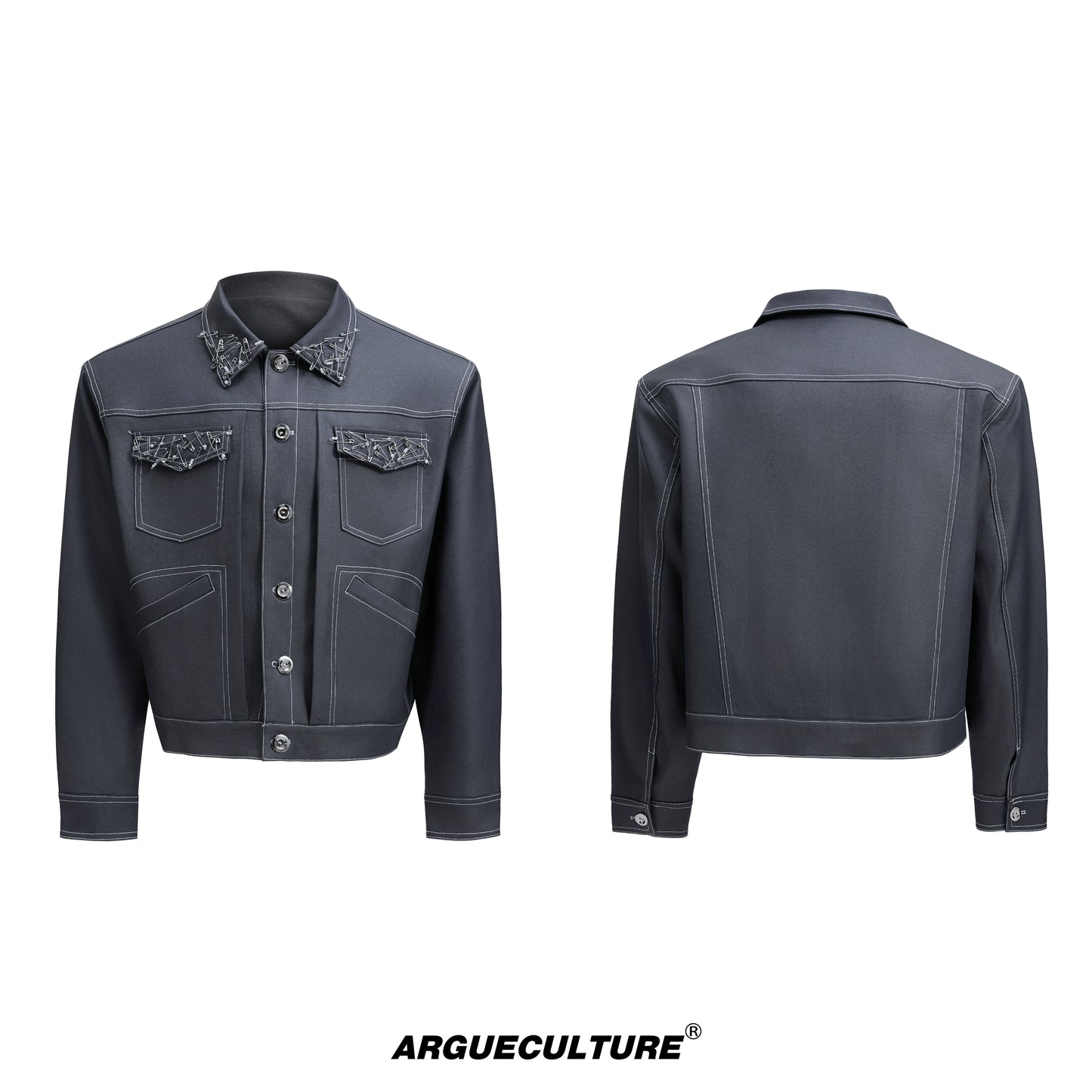 Pin Design Short Jacket & Pants Setup WN20680