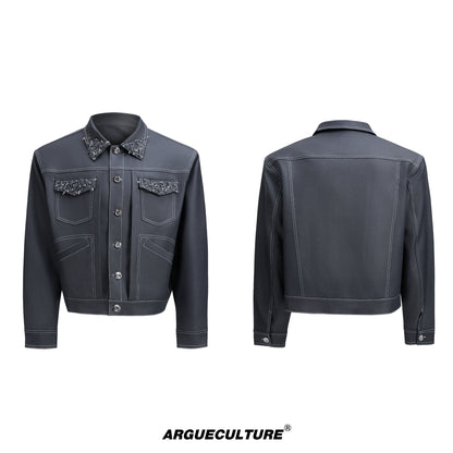 Pin Design Short Jacket & Pants Setup WN20680