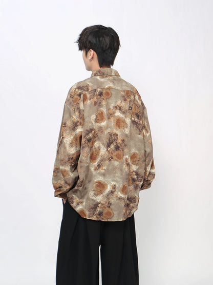 Tie-Dye Floral Print Long Sleeve Shirt WN21025