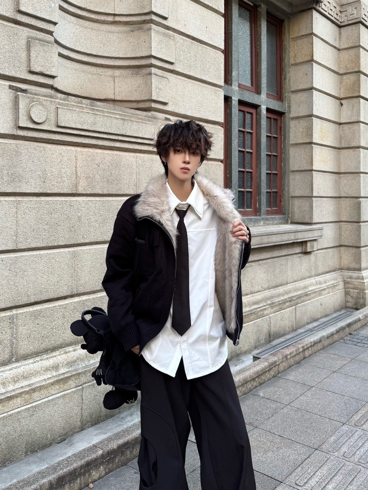 Heavyweight Fake Fur Stand Neck Padded Jacket WN23176