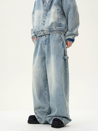 Oversize Denim Hoodie & Wide-leg Denim Jeans Setup WN9464