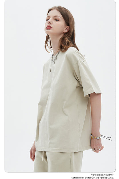 Oversize Washed Short-sleeve-T-shirt & Washed Short Sweatpants Setup WN6633