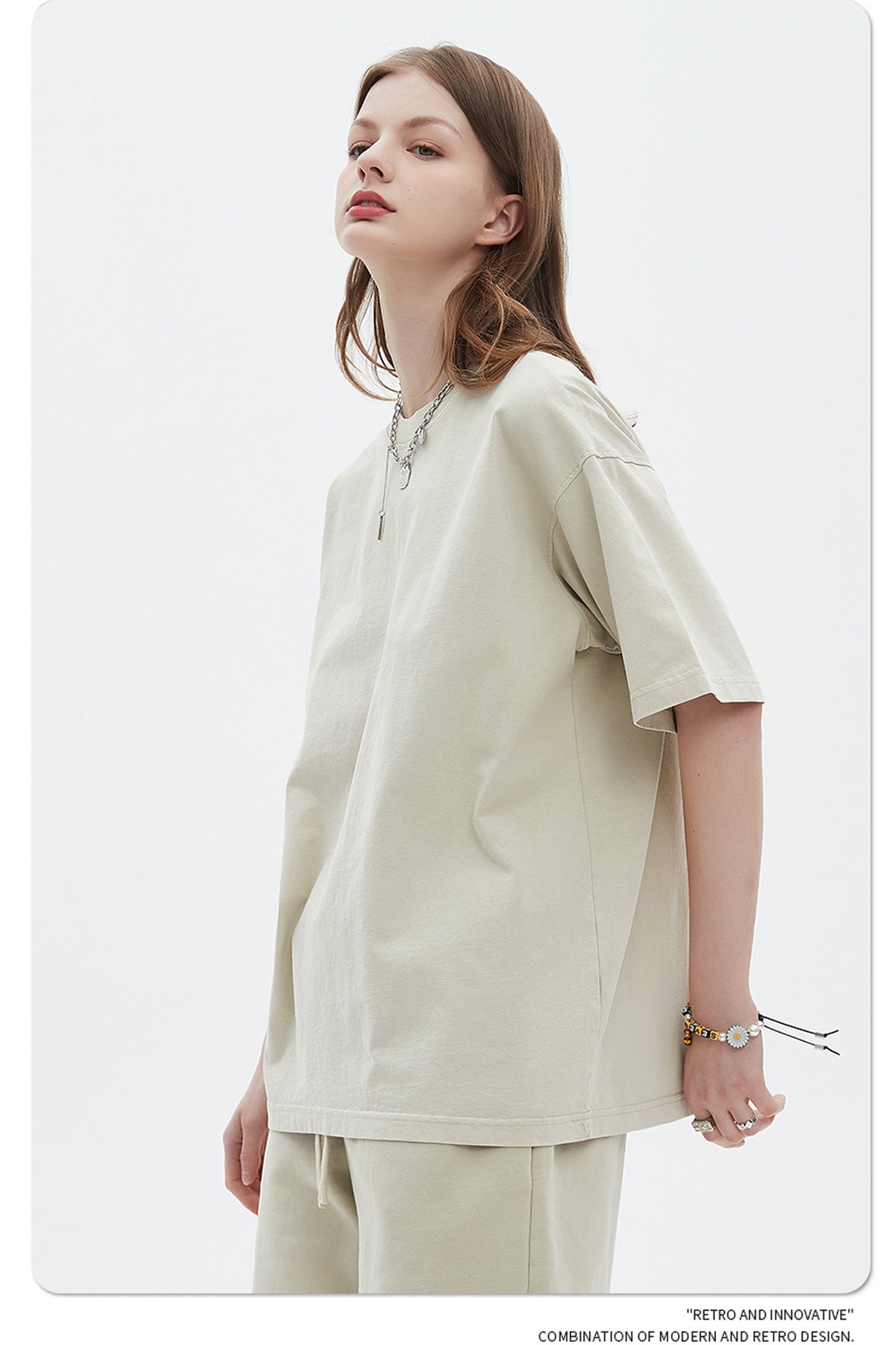 Oversize Washed Short-sleeve-T-shirt & Washed Short Sweatpants Setup WN6633-K