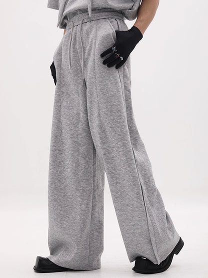 Scarf Collar Design Oversize Short Sleeve T-Shirt & Wide Leg Sweatpants Setup WN18658