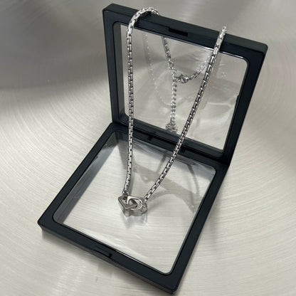 Double Ring Buckle Titanium Steel Necklace WN19246