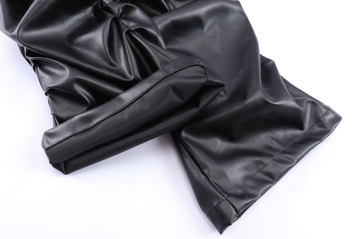 PU Leather Pleats Straight Pants WN25754