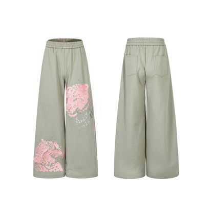 Leopard Embroidery Fleece Lining Thick Fur Patchwork Hoodie & Pants Setup WN22653