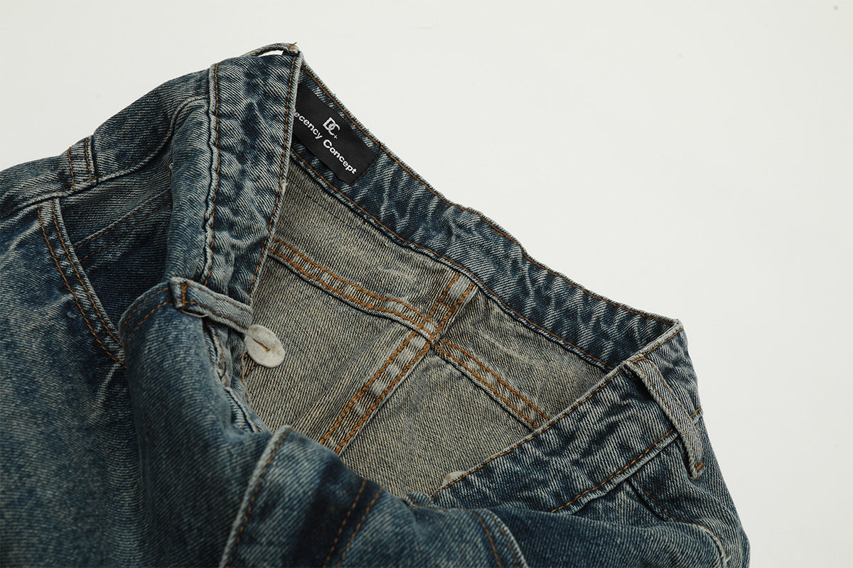 Washed Curve Wide Leg Denim Jeans WN16167