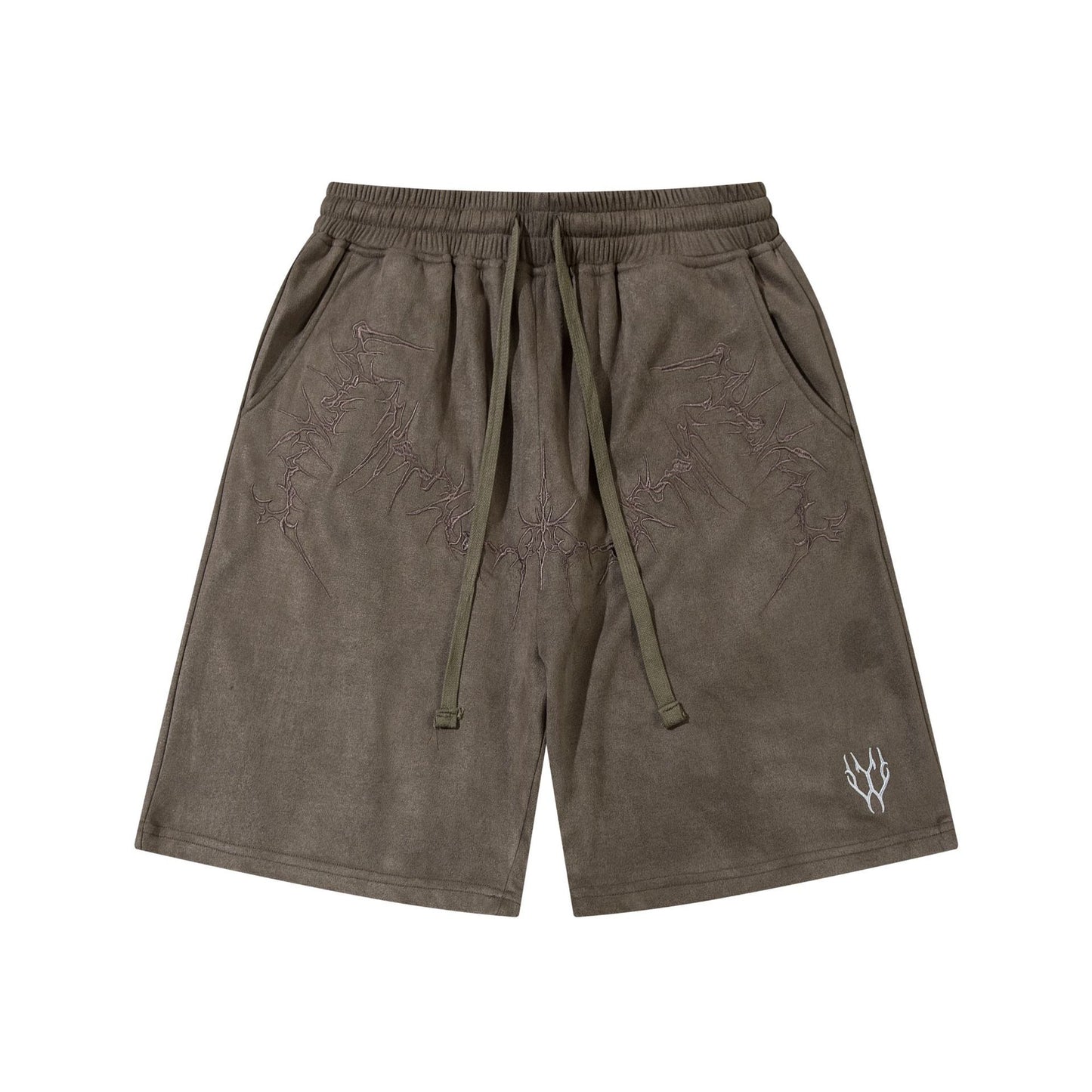 Suede Embroidery Wide Leg Half Pants WN16205