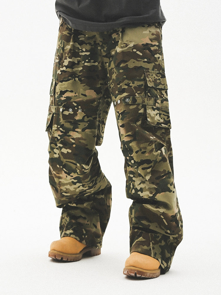 Camouflage patchwork Wide Leg Cargo Pants WN17750