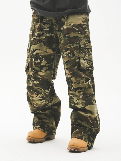 Camouflage patchwork Wide Leg Cargo Pants WN17750