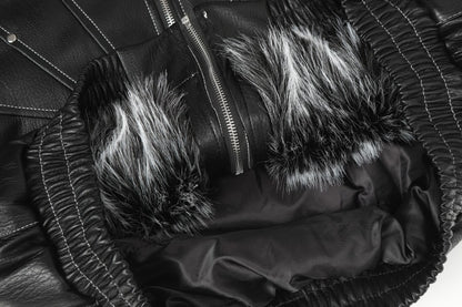 Fake Fur Hooded Panel Cropped Jacket WN28113