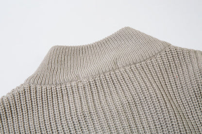 Colorblock Zipper Stand Neck Knit Cardigan WN11227