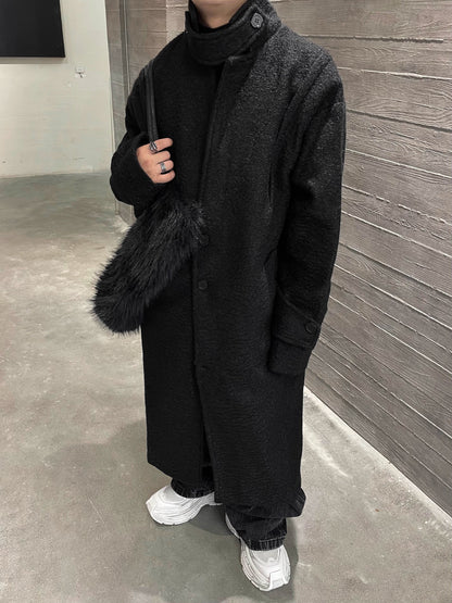 Oversize Stand Neck Long Coat WN9410