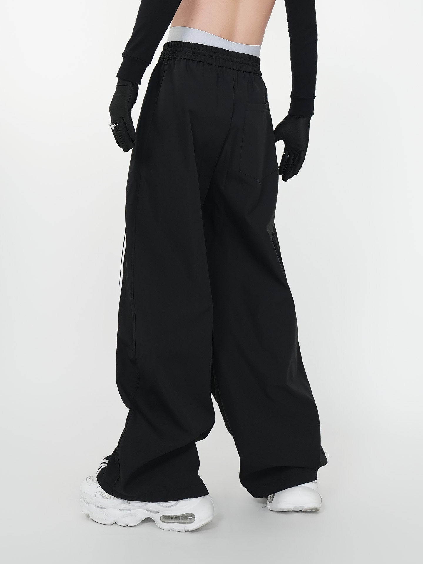 Stripe Line Drawstring Wide Leg Pants WN24136