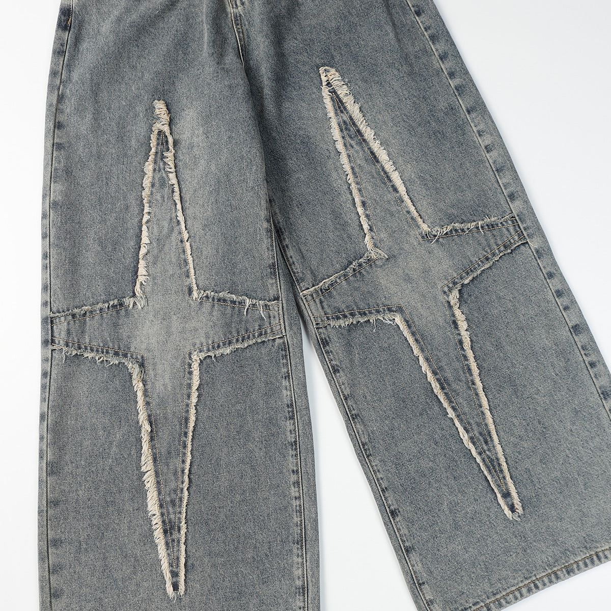 Panel Design Wide Leg Denim Jeans WN25497