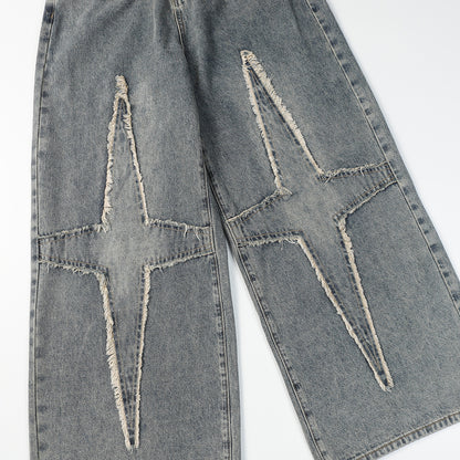 Panel Design Wide Leg Denim Jeans WN25497