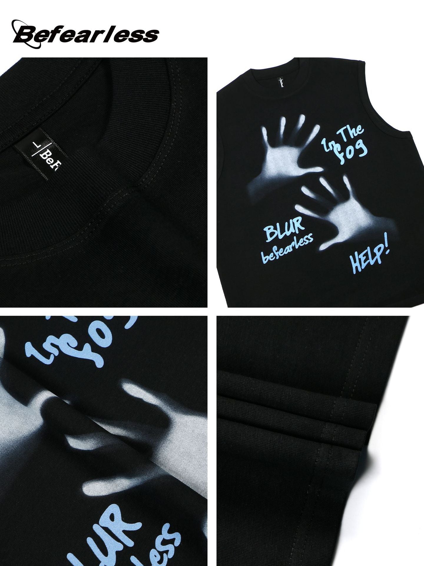 Hand Shadow Graphic Letter Print Oversize Sleeveless T-Shirt WN26321