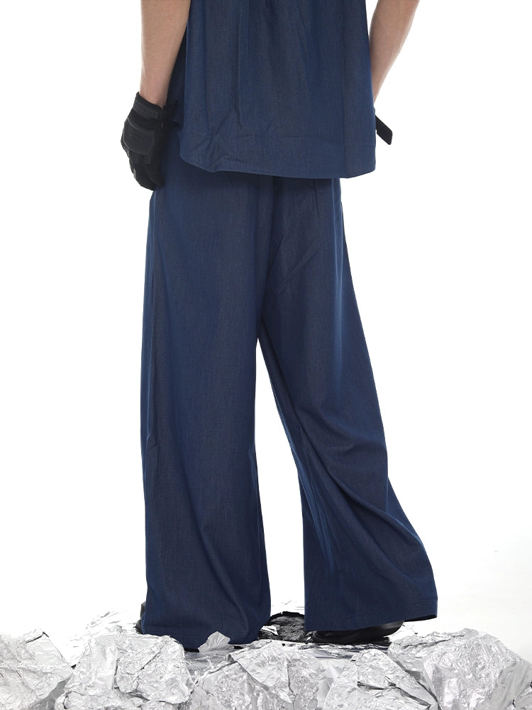Draped Wide Leg Denim Jeans WN18629