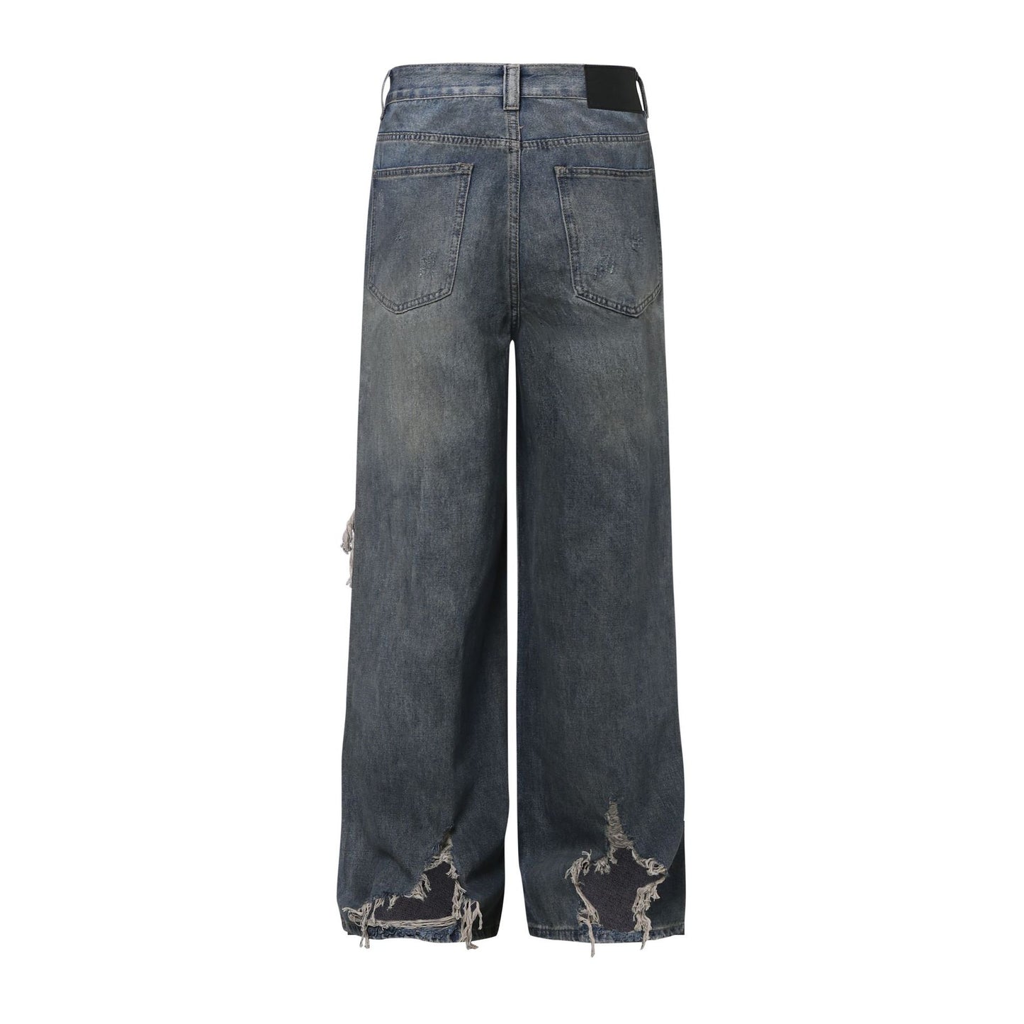 Washed Damage Wide Leg Denim Jeans WN26087