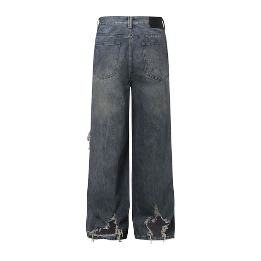 Washed Damage Wide Leg Denim Jeans WN26087