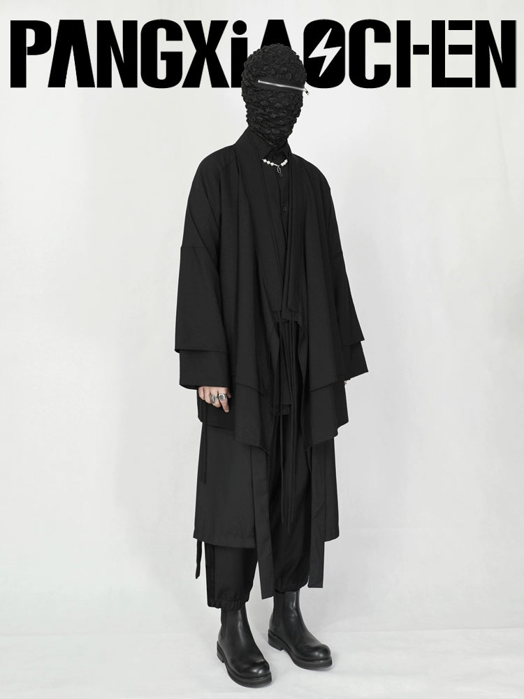 Double-Layer Collar Open Front Coat WN20186