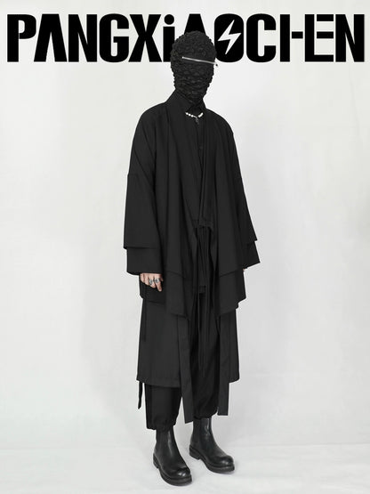 Double-Layer Collar Open Front Coat WN20186