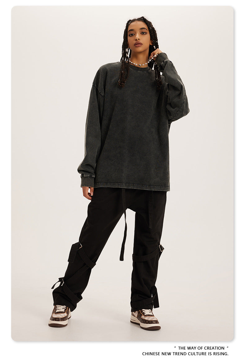 Oversize Washed Long Sleeve T-Shirt WN6052
