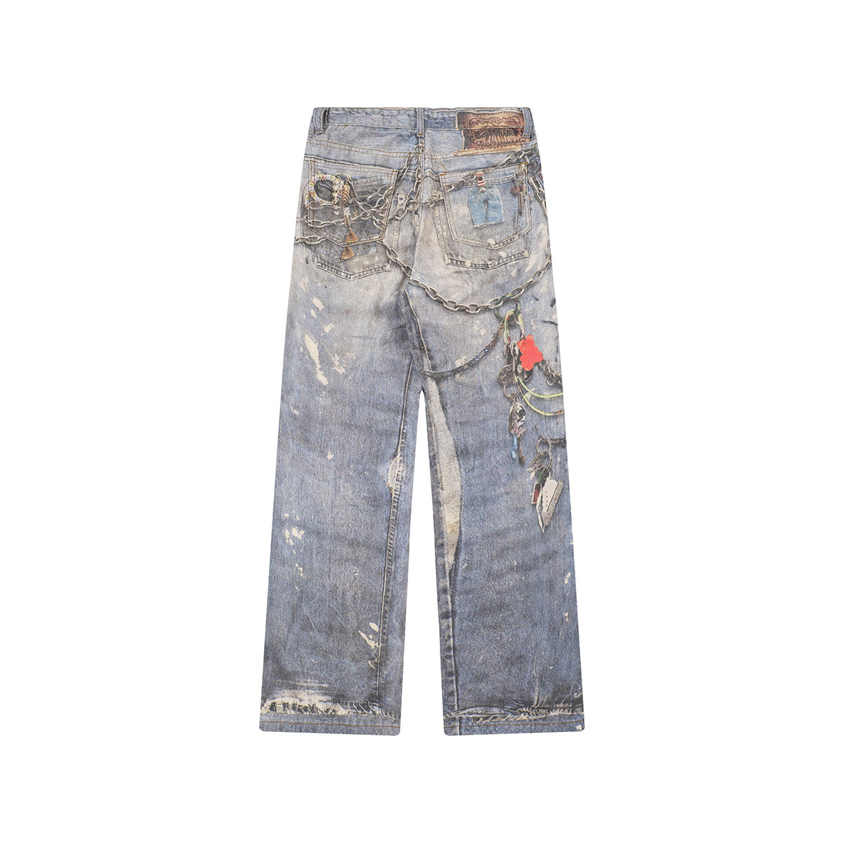 Washed Print Straight Denim Jeans WN12660