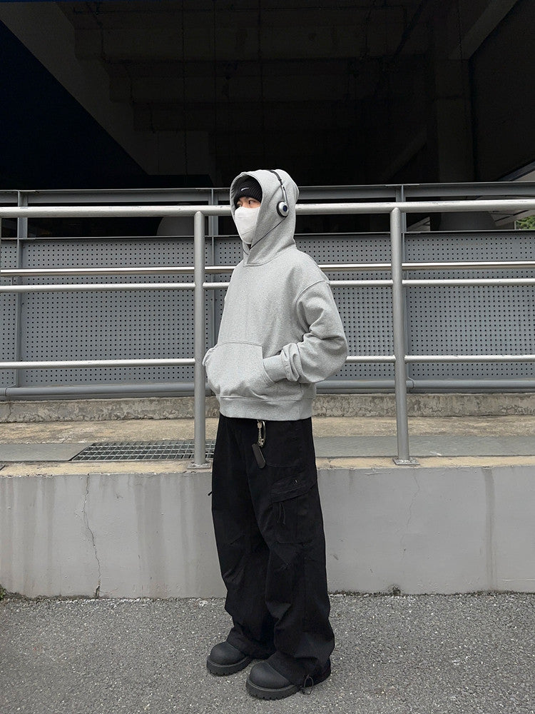 Short Length Oversize Plain Pullover Hoodie WN24401