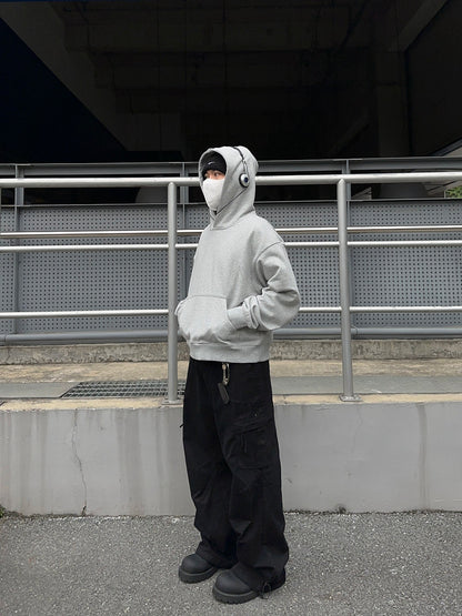 Short Length Oversize Plain Pullover Hoodie WN24401