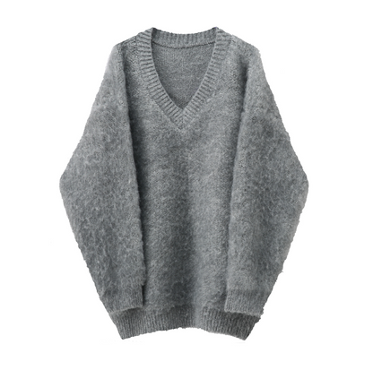 Oversize Pullover V-neck Knit Sweater WN9372