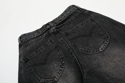 Washed Pleats Curved Denim Jeans WN25487