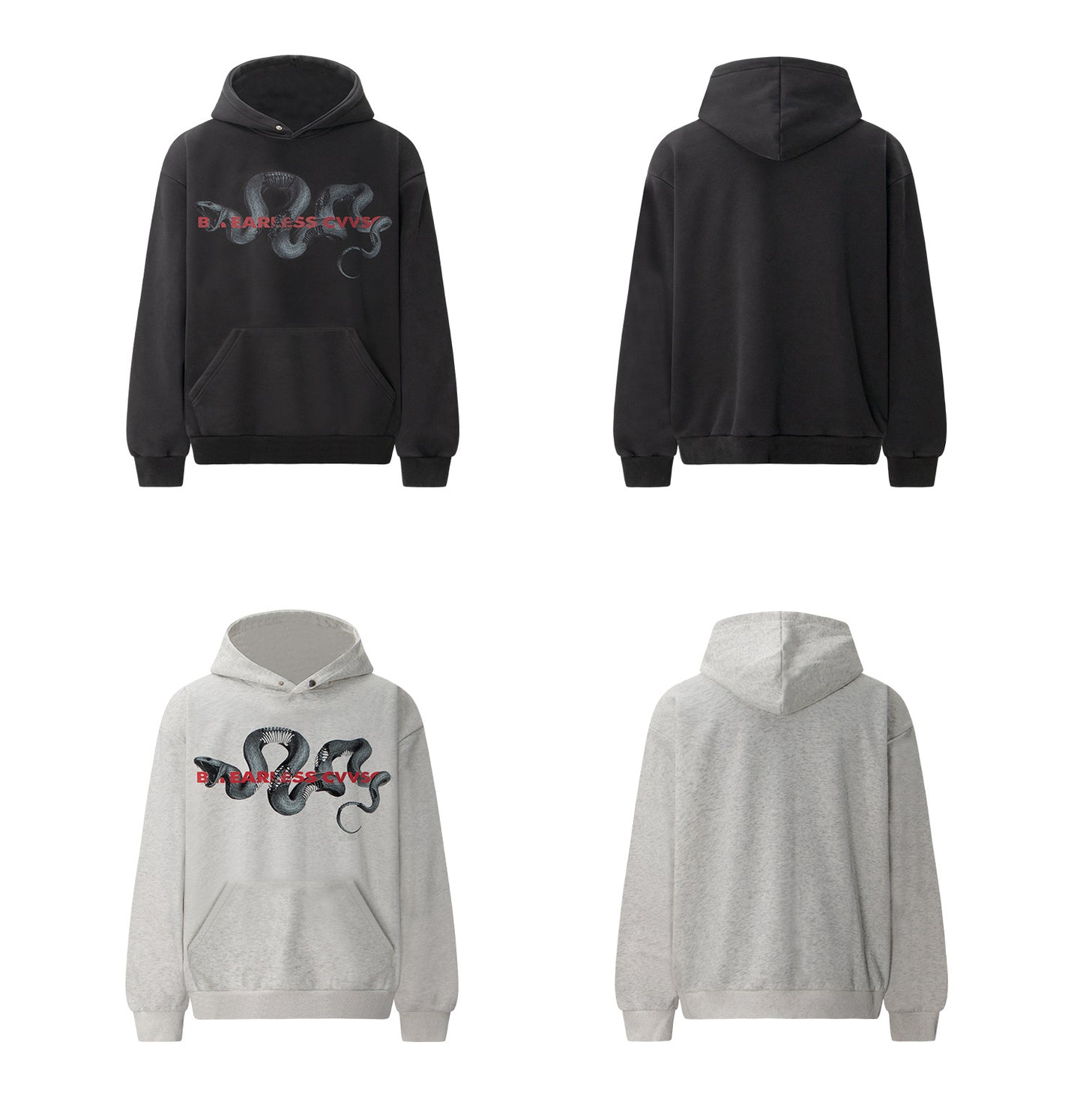Snake Graphic Letter Print Washed Hoodie WN26220