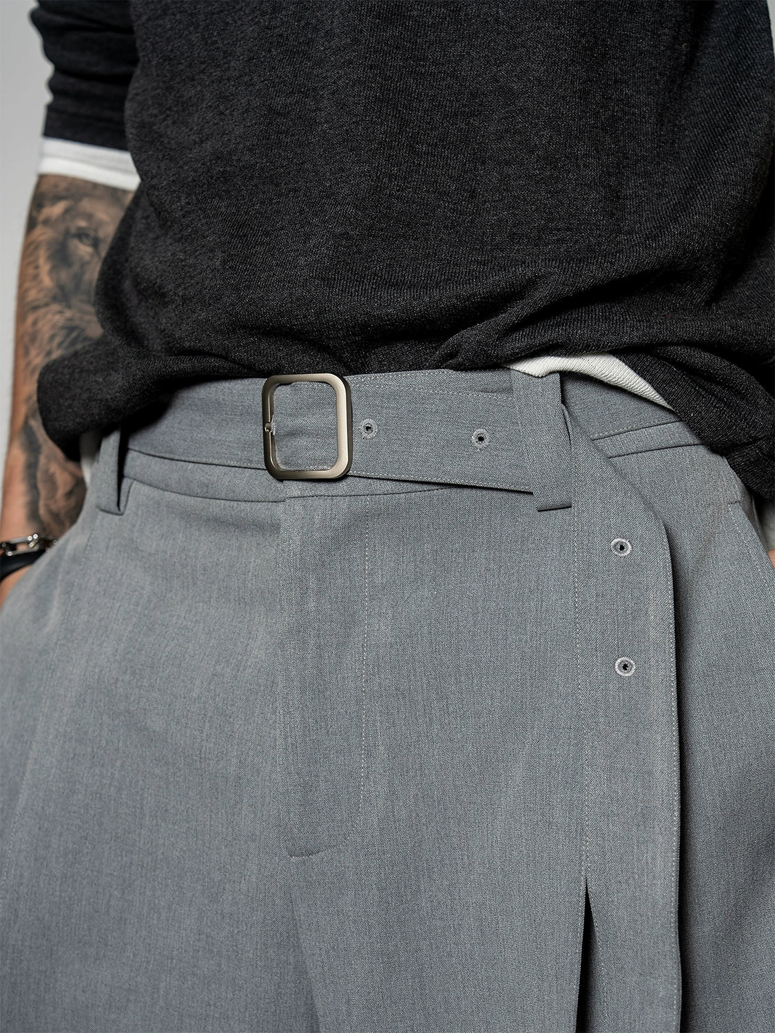 Inverted Pleats Wide Leg Trousers WN20876