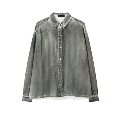 Spray Paint Denim Long Sleeve Shirt WN7707