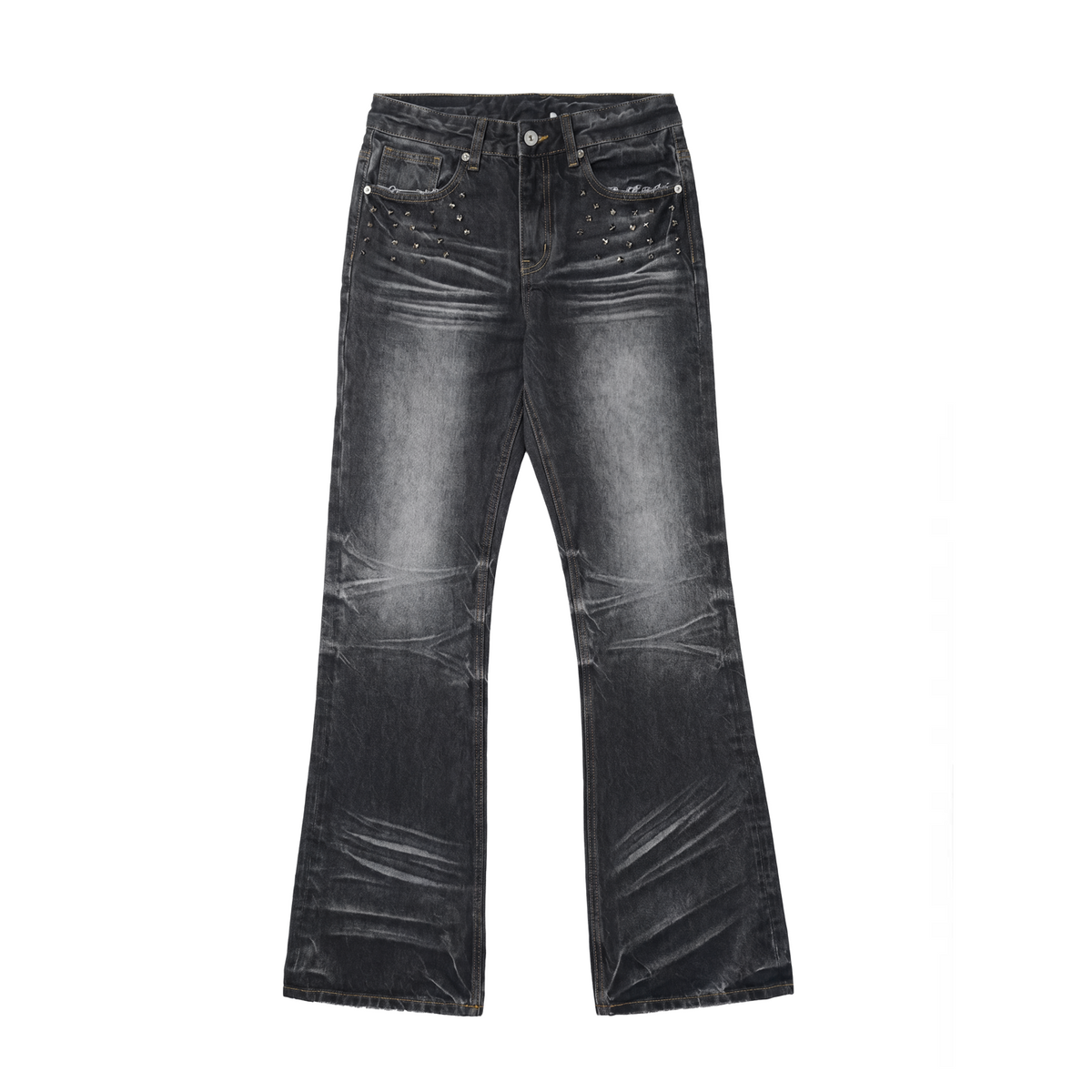 Washed Whisker Flare Denim Jeans WN27225