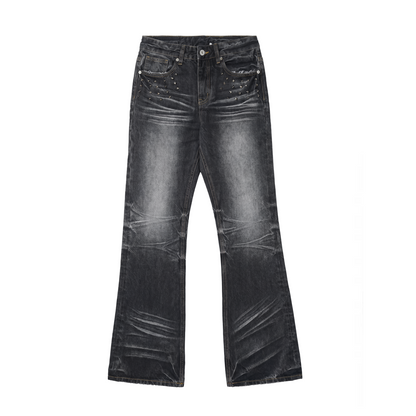 Washed Whisker Flare Denim Jeans WN27225