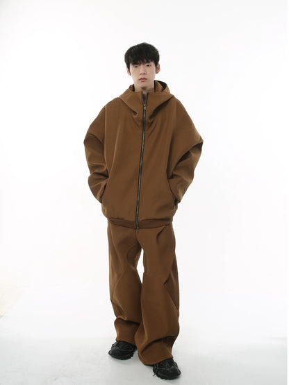 Oversize Double Zipper Sweat Hoodie & Pants Setup WN9360