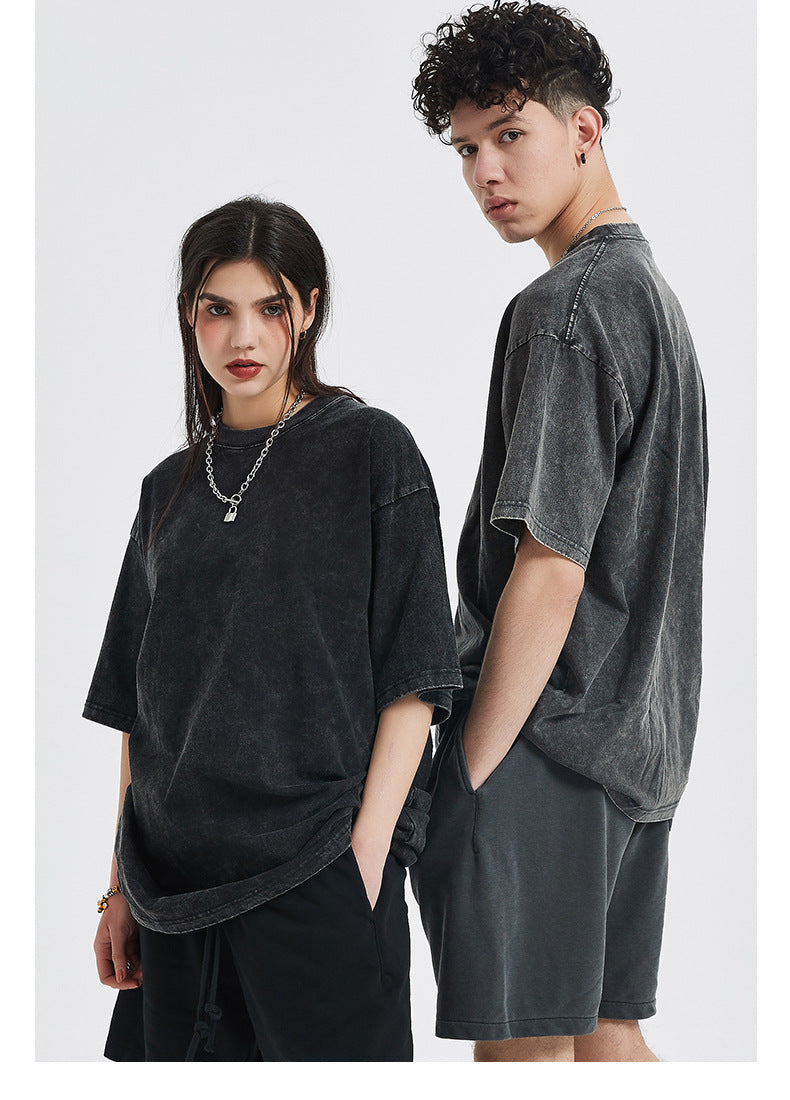 Vintage Dyed Oversize Short-sleeve T-shirt & Vintage Dyed Short Sweatpants Setup WN6631-K