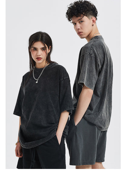 Vintage Dyed Oversize Short-sleeve T-shirt & Vintage Dyed Short Sweatpants Setup WN6631-K