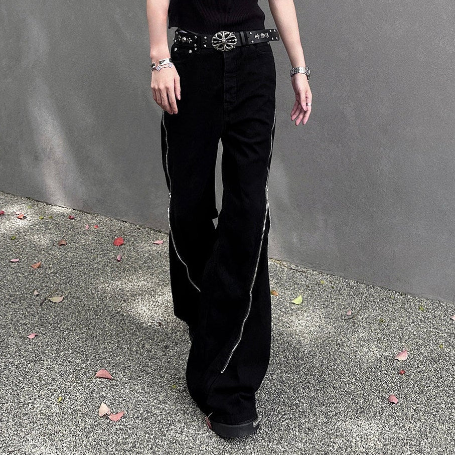 Zipper Strap Straight Pants WN25039