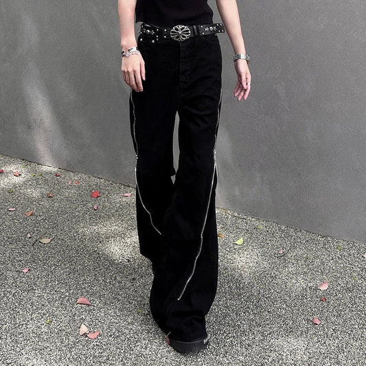 Zipper Strap Straight Pants WN25039