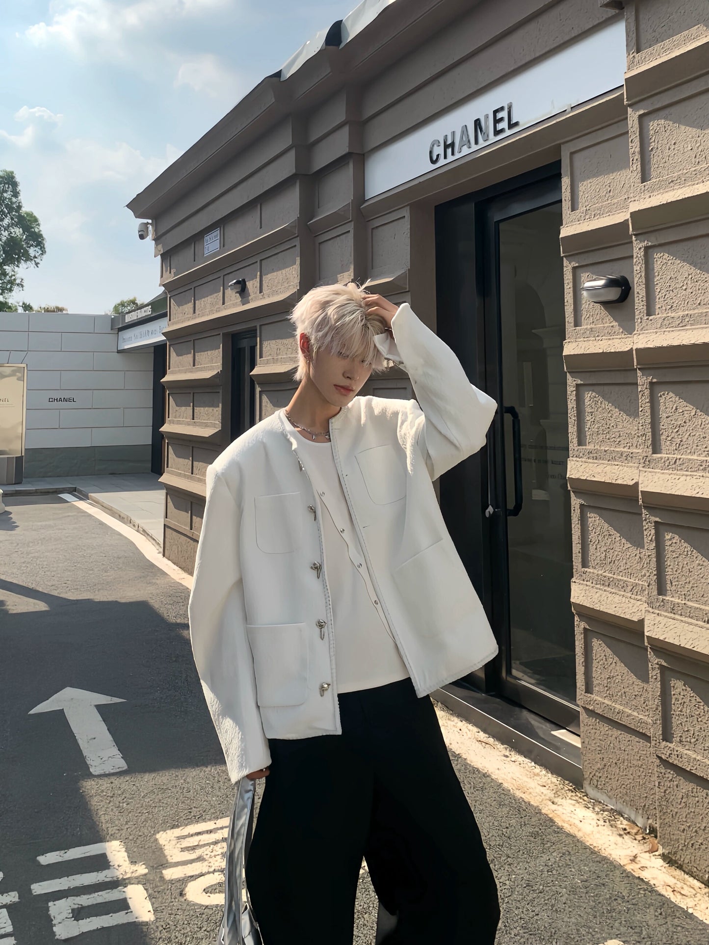 Frayed Edge Woven Oversize Short Jacket WN19901