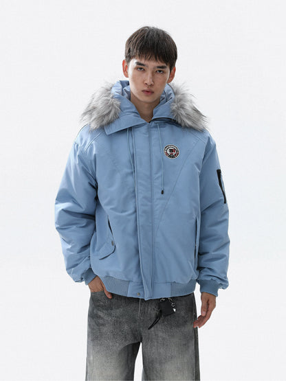 Warm Hooded Fake Fur-Collar Puffer Jacket WN22111