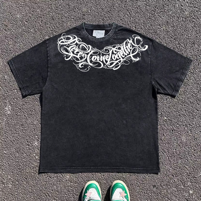 Graphic Letter Design Oversize Short Sleeve T-Shirt WN16720