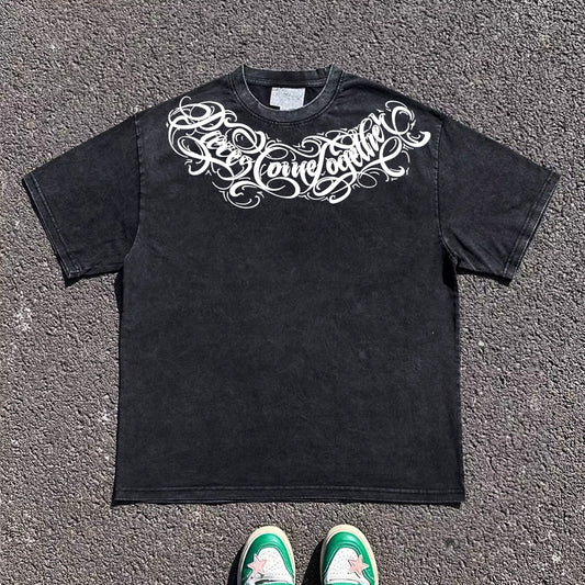 Graphic Letter Design Oversize Short Sleeve T-Shirt WN16720