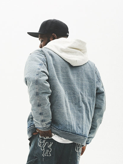 Letter Design Heavy Washed Oversize Jacket WN17739